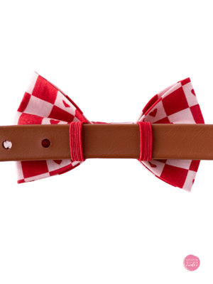 Over the Collar Bow Tie | Checkerboard Hearts - Kristin Quinn Creative - Dog Bow Tie