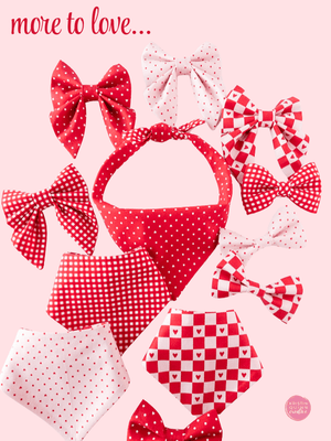 Over the Collar Bow Tie | Checkerboard Hearts - Kristin Quinn Creative - Dog Bow Tie