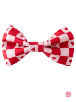 Over the Collar Bow Tie | Checkerboard Hearts - Kristin Quinn Creative - Dog Bow Tie