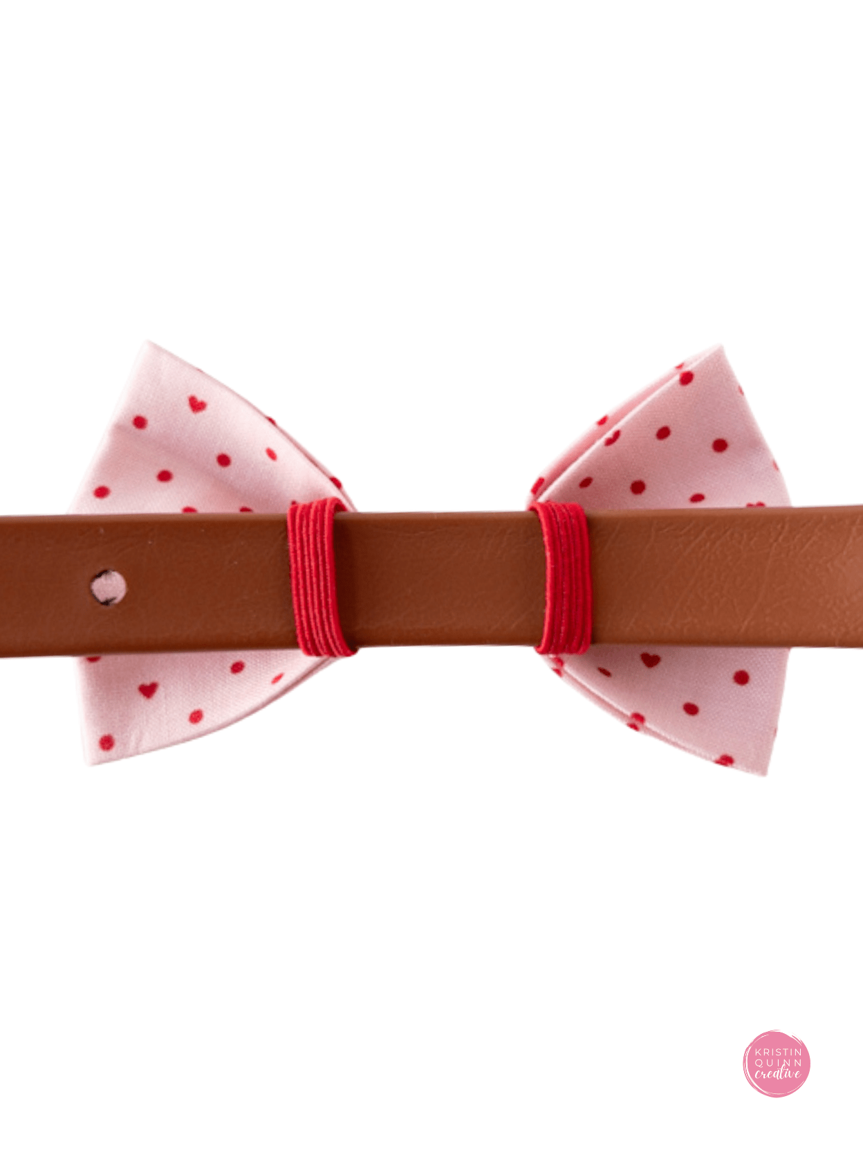 Over the Collar Bow Tie | Pink Pin Dot & Hearts - Kristin Quinn Creative - Dog Bow Tie