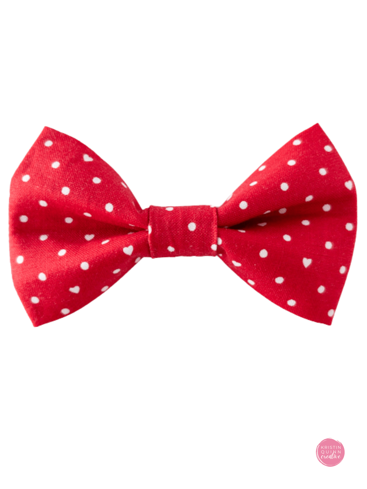 Over the Collar Bow Tie | Red Pin Dot & Hearts - Kristin Quinn Creative - Dog Bow Tie