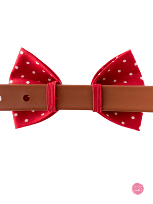 Over the Collar Bow Tie | Red Pin Dot & Hearts - Kristin Quinn Creative - Dog Bow Tie