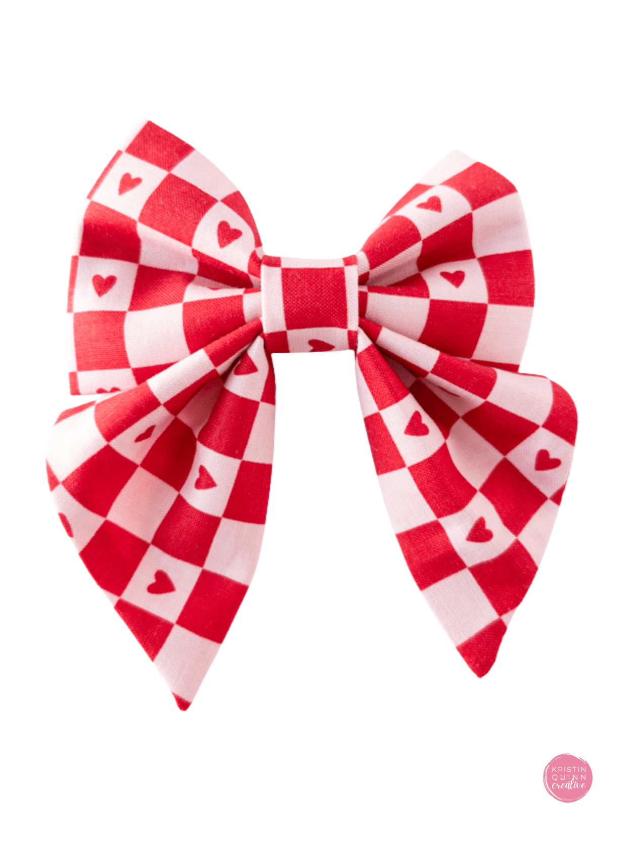 Over the Collar Sailor Bow | Checkerboard Hearts - Kristin Quinn Creative - Dog Sailor Bow