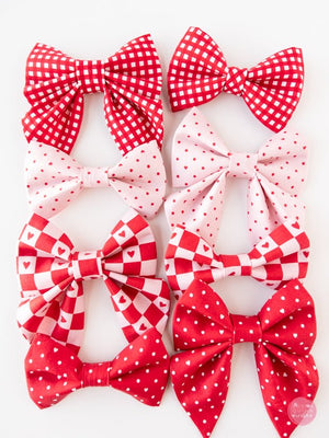 Over the Collar Sailor Bow | Checkerboard Hearts - Kristin Quinn Creative - Dog Sailor Bow