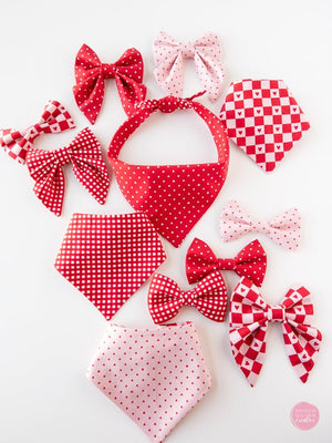 Over the Collar Sailor Bow | Checkerboard Hearts - Kristin Quinn Creative - Dog Sailor Bow