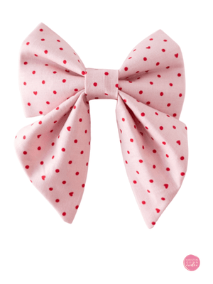 Over the Collar Sailor Bow | Pink Pin Dot & Hearts - Kristin Quinn Creative - Dog Sailor Bow