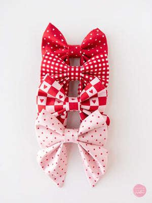 Over the Collar Sailor Bow | Pink Pin Dot & Hearts - Kristin Quinn Creative - Dog Sailor Bow