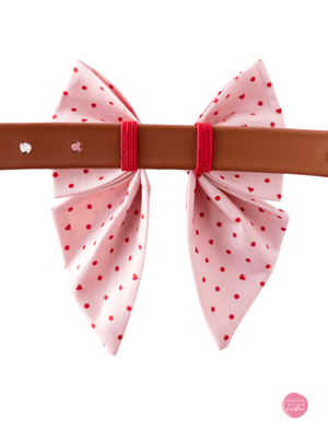 Over the Collar Sailor Bow | Pink Pin Dot & Hearts - Kristin Quinn Creative - Dog Sailor Bow