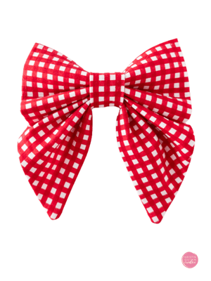 Over the Collar Sailor Bow | Red Gingham - Kristin Quinn Creative - Dog Sailor Bow