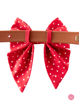 Over the Collar Sailor Bow | Red Pin Dot & Hearts - Kristin Quinn Creative - Dog Sailor Bow