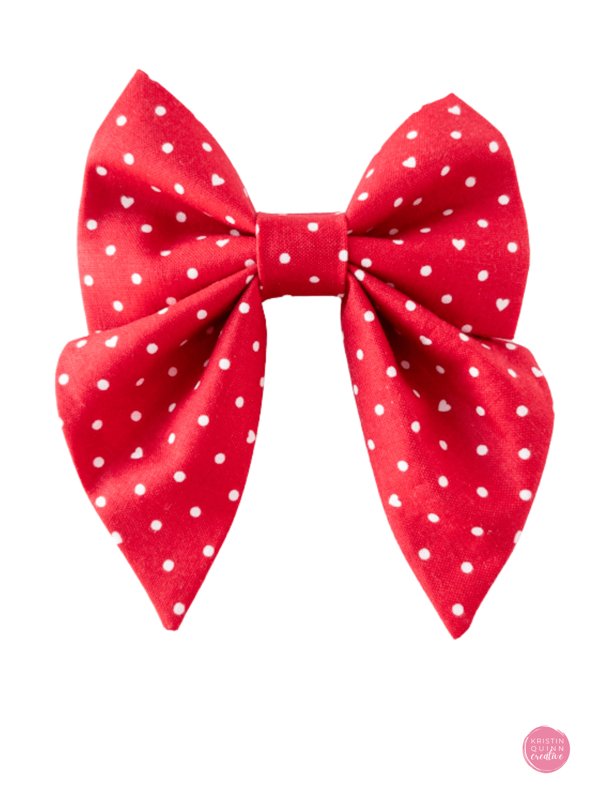 Over the Collar Sailor Bow | Red Pin Dot & Hearts - Kristin Quinn Creative - Dog Sailor Bow