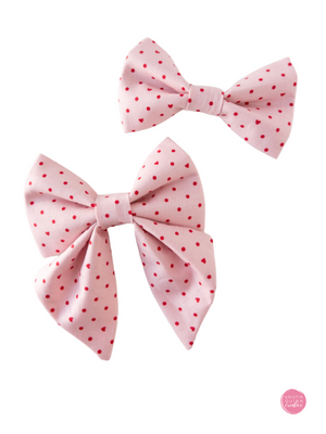 Over the Collar Sailor Bow | Pink Pin Dot & Hearts