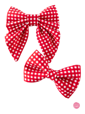 Over the Collar Sailor Bow | Red Gingham