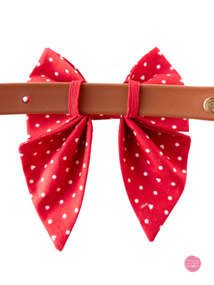 Over the Collar Sailor Bow | Red Pin Dot & Hearts