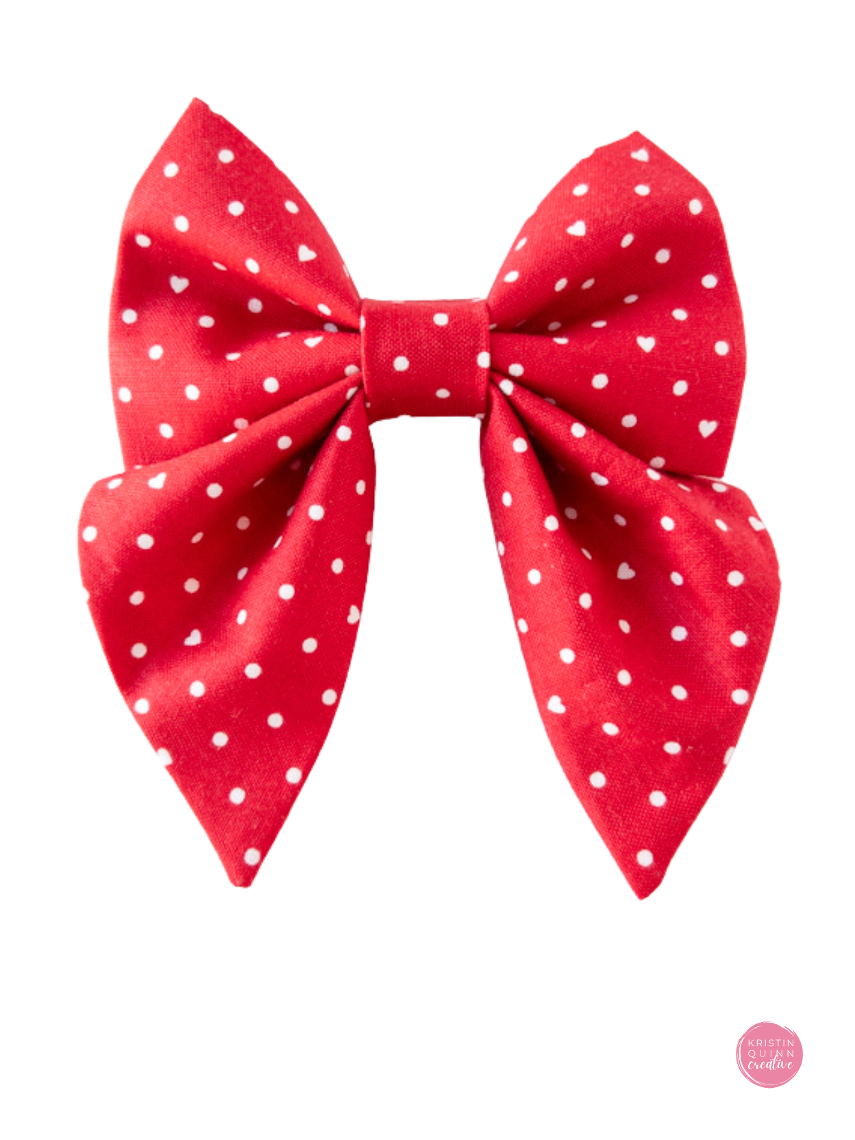 Over the Collar Sailor Bow | Red Pin Dot & Hearts