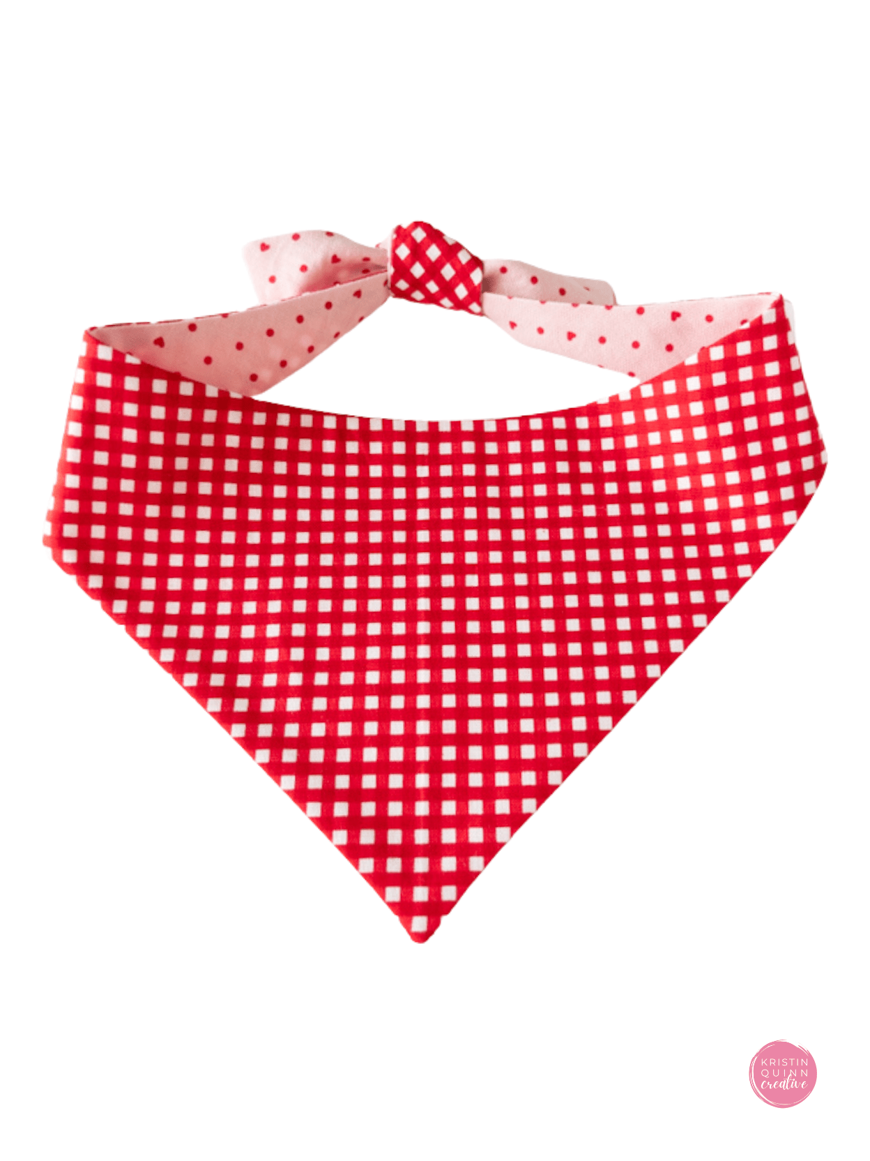 Reversible Dog Bandana | Red Gingham & Pink Pin Dot - Kristin Quinn Creative - Dog Bandana