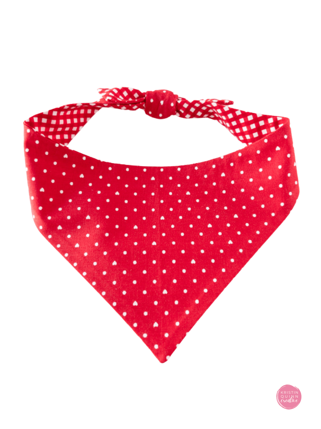 Reversible Dog Bandana | Red Pin Dot & Gingham - Kristin Quinn Creative - Dog Bandana