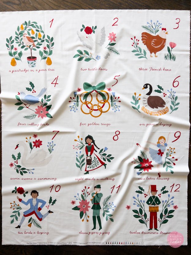 Riley Blake Designs | A Pear - fect Christmas - Twelve Days of Christmas 36" x 43" Panel - Kristin Quinn Creative - Fabric