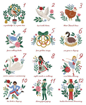 Riley Blake Designs | A Pear - fect Christmas Twelve Days of Christmas 36" x 43" Panel - Kristin Quinn Creative - Fabric