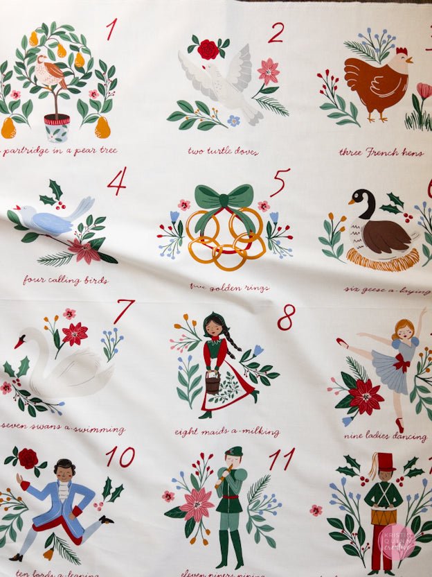 Riley Blake Designs | A Pear - fect Christmas - Twelve Days of Christmas 36" x 43" Panel - Kristin Quinn Creative - Fabric