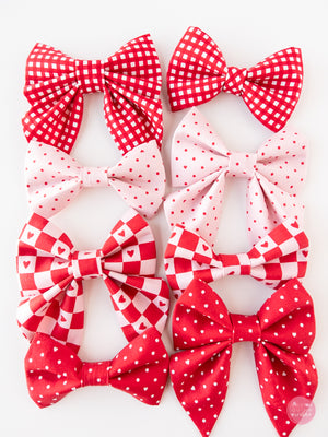 Over the Collar Sailor Bow | Pink Pin Dot & Hearts