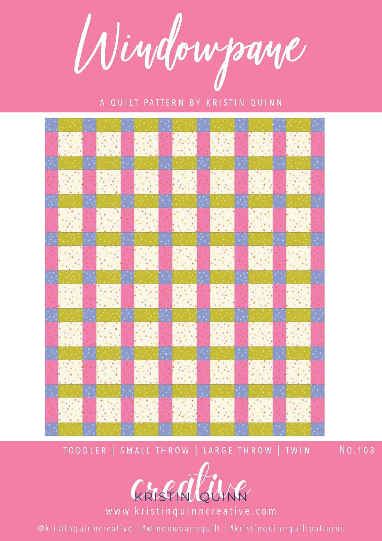 Windowpane PDF Quilt Pattern - Automatic Download - Kristin Quinn Creative - pattern