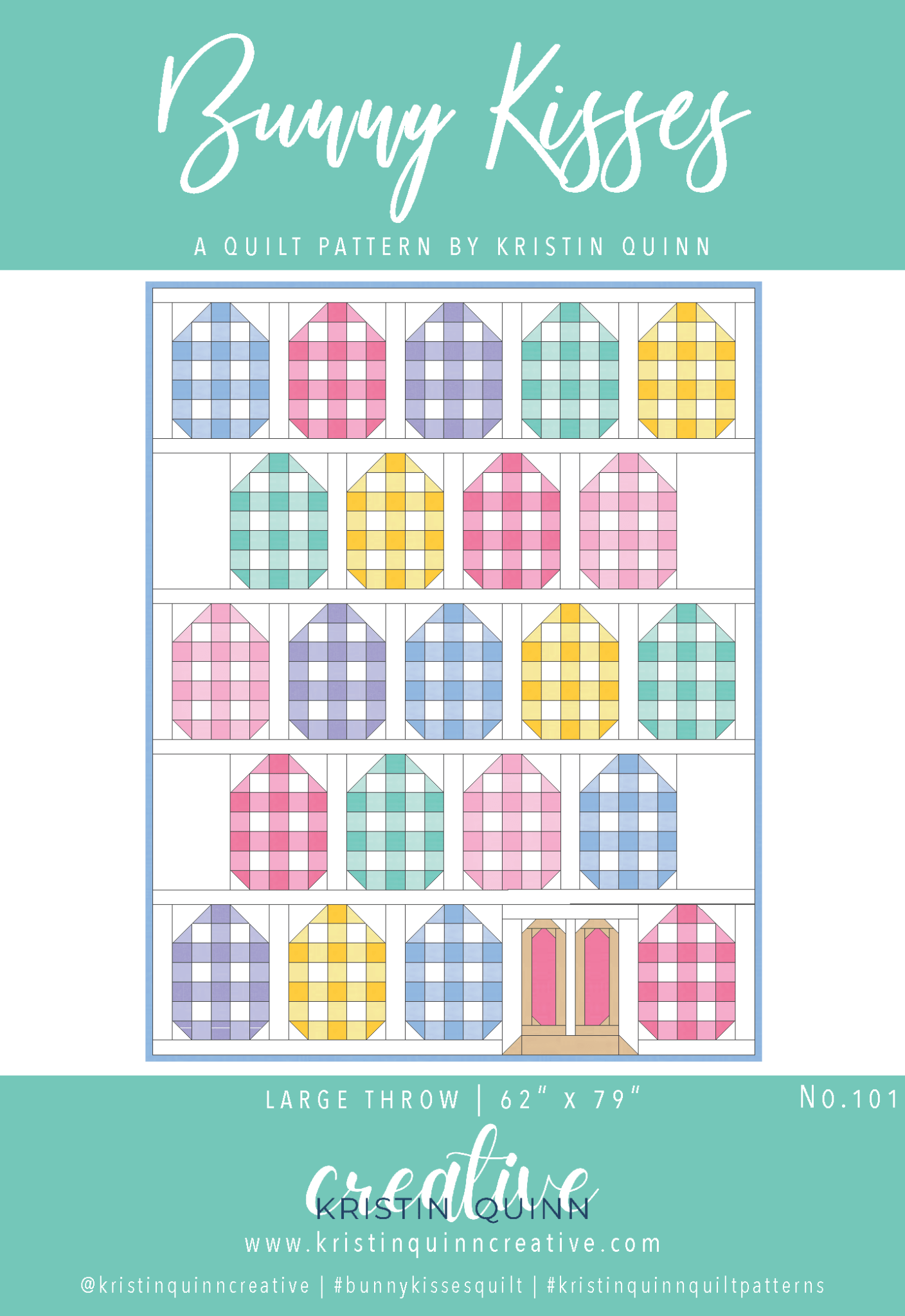Bunny Kisses PDF Quilt Pattern - Automatic Download - Kristin Quinn Creative - pattern