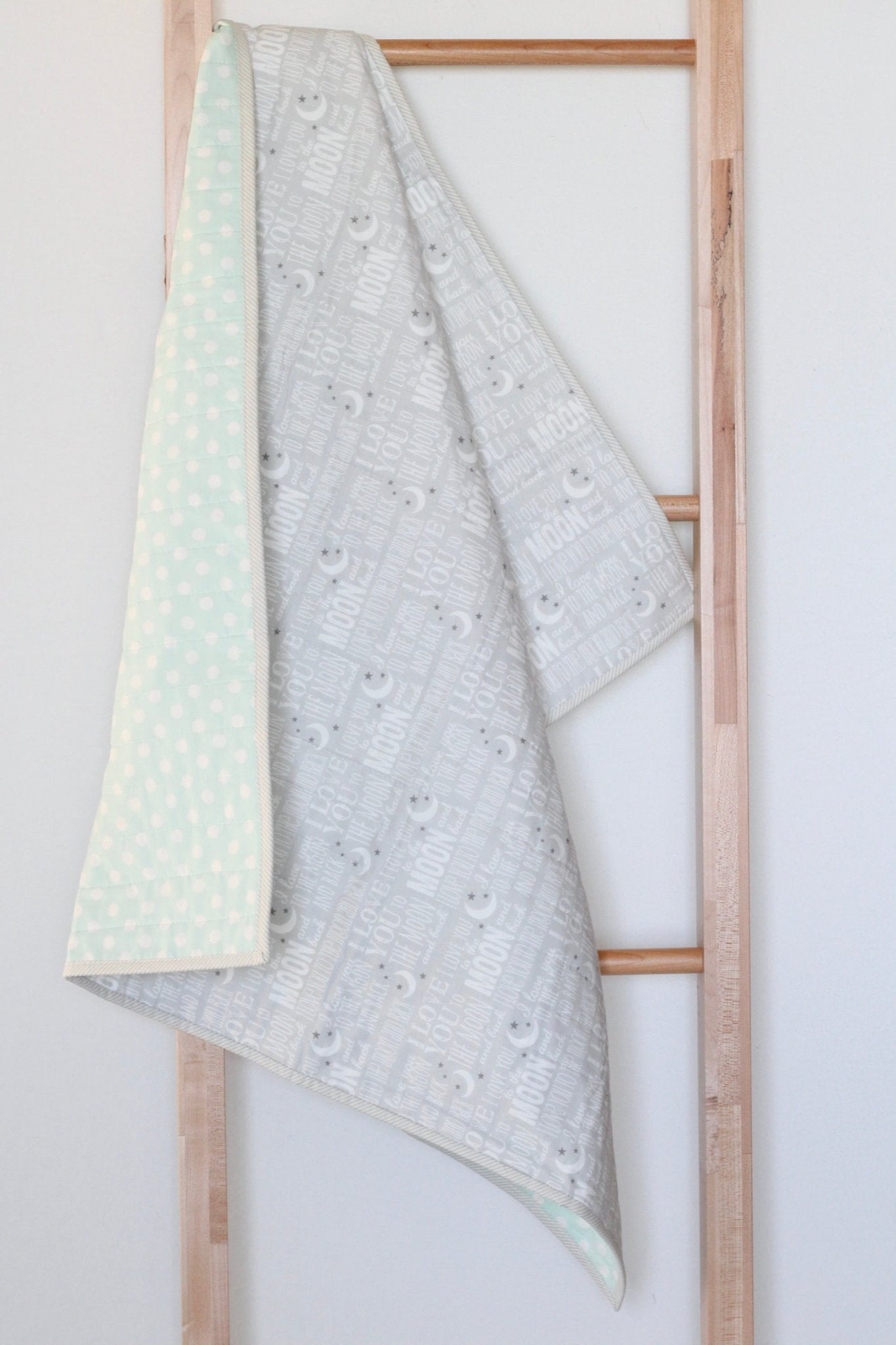 I Love You to the Moon Wholecloth Baby Quilt - Kristin Quinn Creative - Baby Quilt