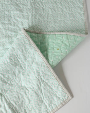 Mint Triangles Wholecloth Baby Quilt - Kristin Quinn Creative - Baby Quilt