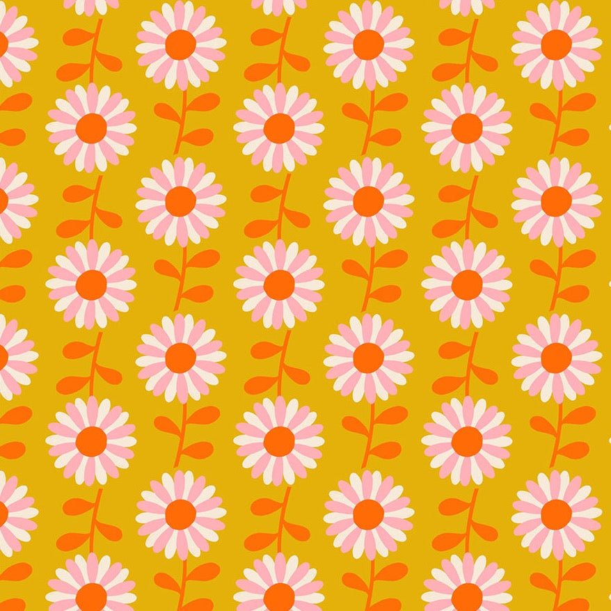 Ruby Star Society | Flowerland Daisies Goldenrod - Kristin Quinn Creative - Fabric