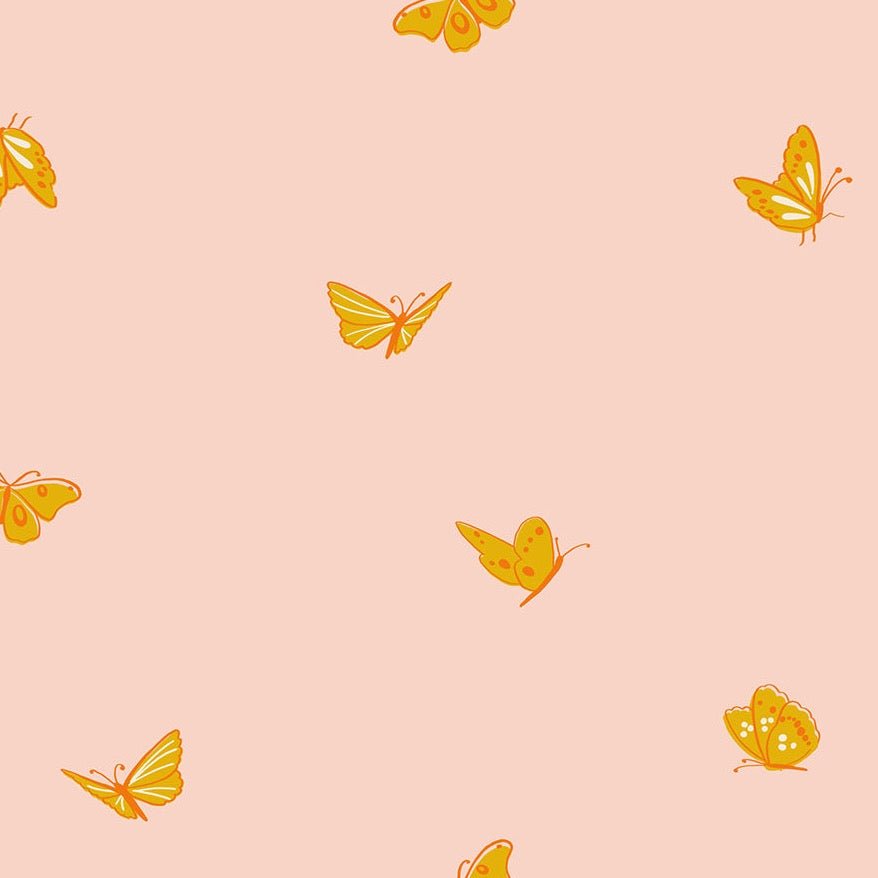 Ruby Star Society | Flowerland Fluttering Vintage Pink - Kristin Quinn Creative - Fabric