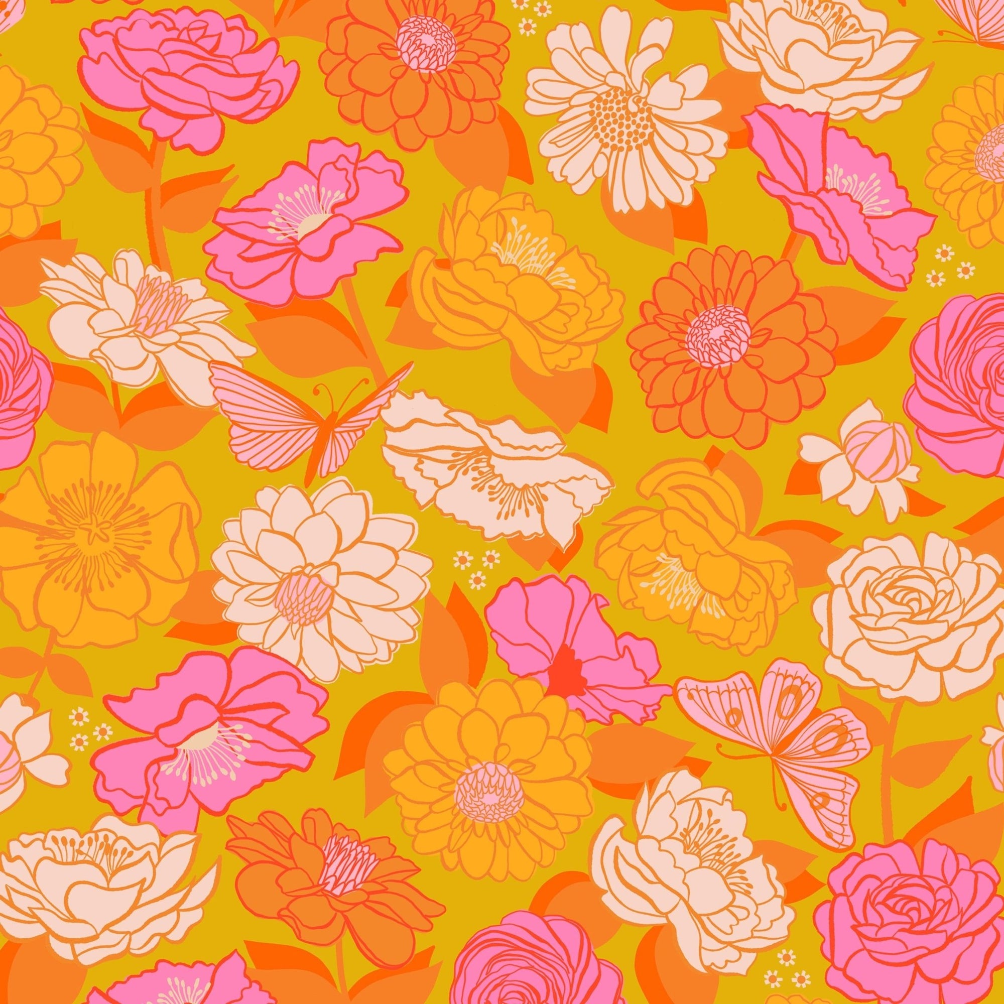 Ruby Star Society | Flowerland Goldenrod - Kristin Quinn Creative - Fabric