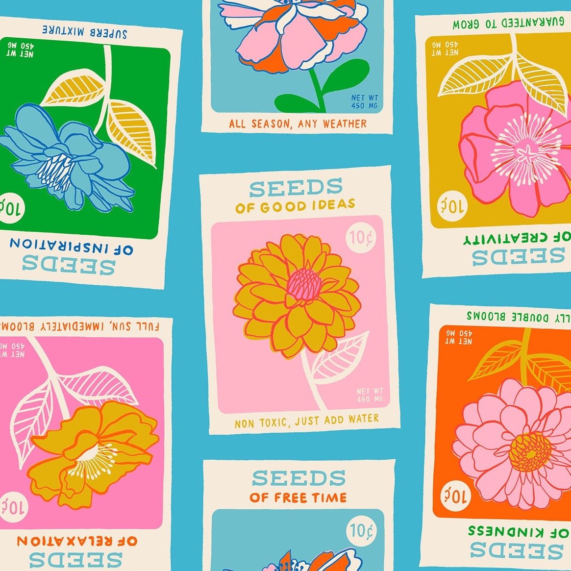 Ruby Star Society | Flowerland Seeds Summer Sky - Kristin Quinn Creative - Fabric