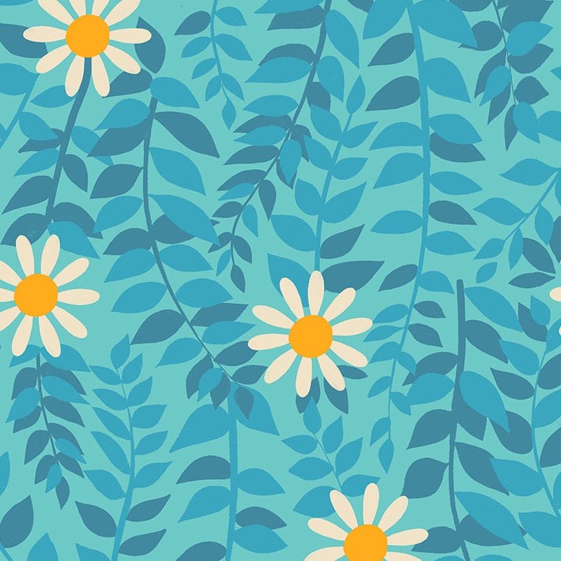 Ruby Star Society | Flowerland Vines Turquoise - Kristin Quinn Creative - Fabric
