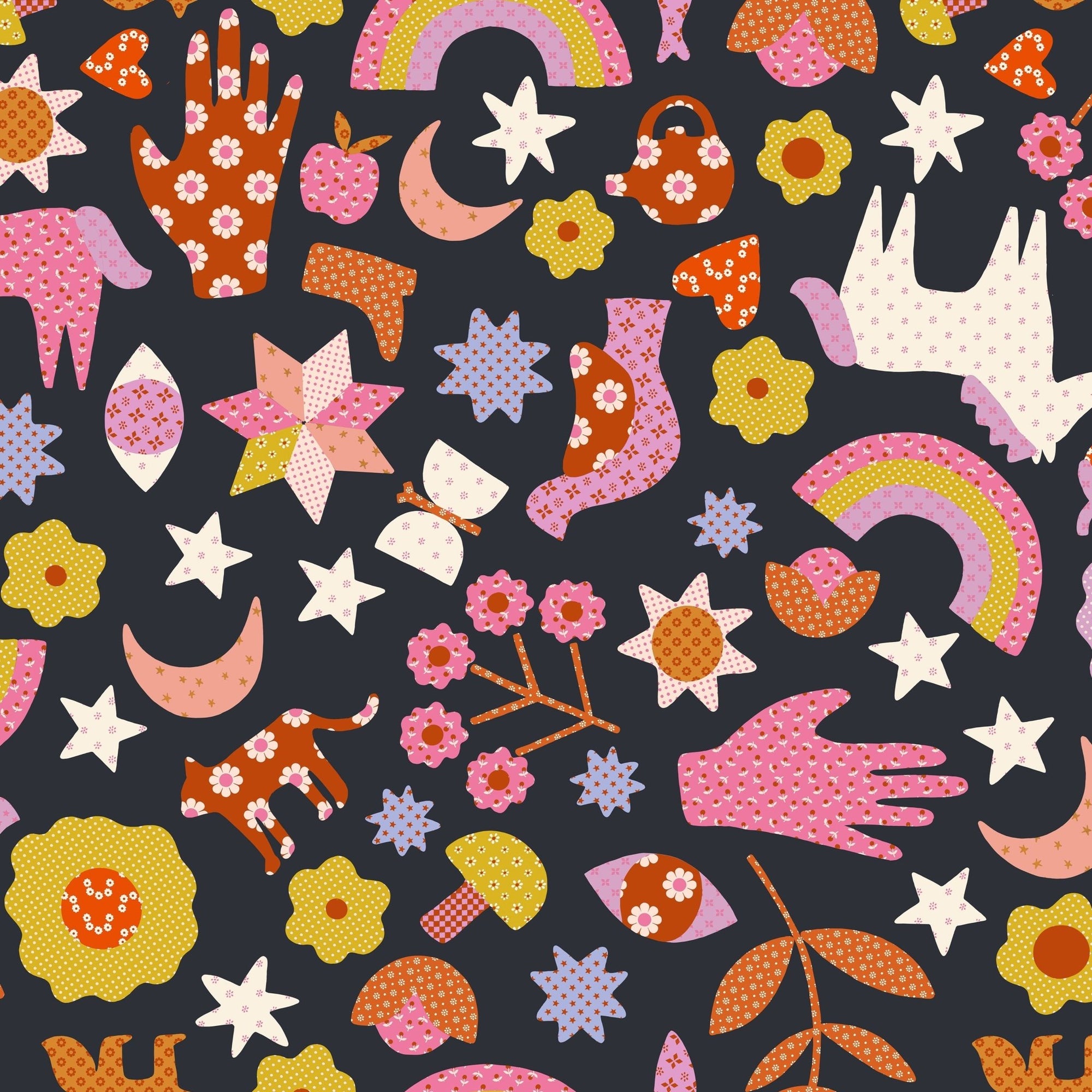 Ruby Star Society | Meadow Star in Soft Black - Kristin Quinn Creative - Fabric