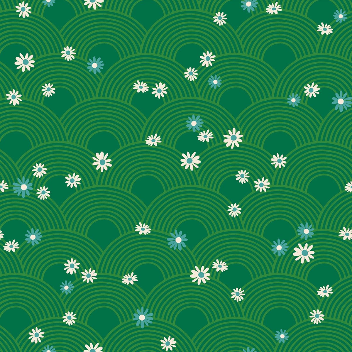Ruby Star Society | Rise and Shine Meadow in Evergreen - Kristin Quinn Creative - Fabric