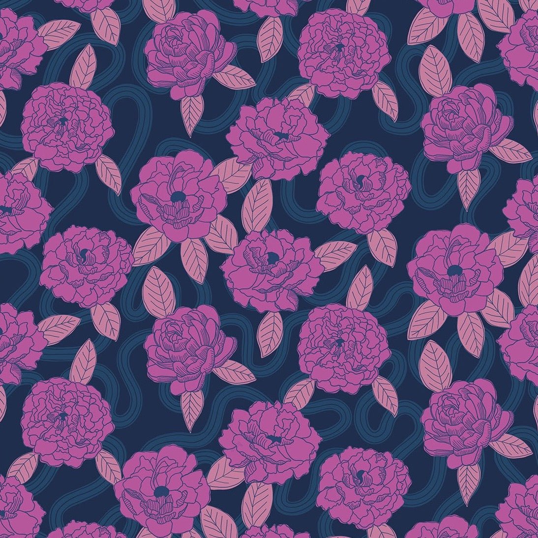 Ruby Star Society | Verbena Peonies Navy - Kristin Quinn Creative - Fabric