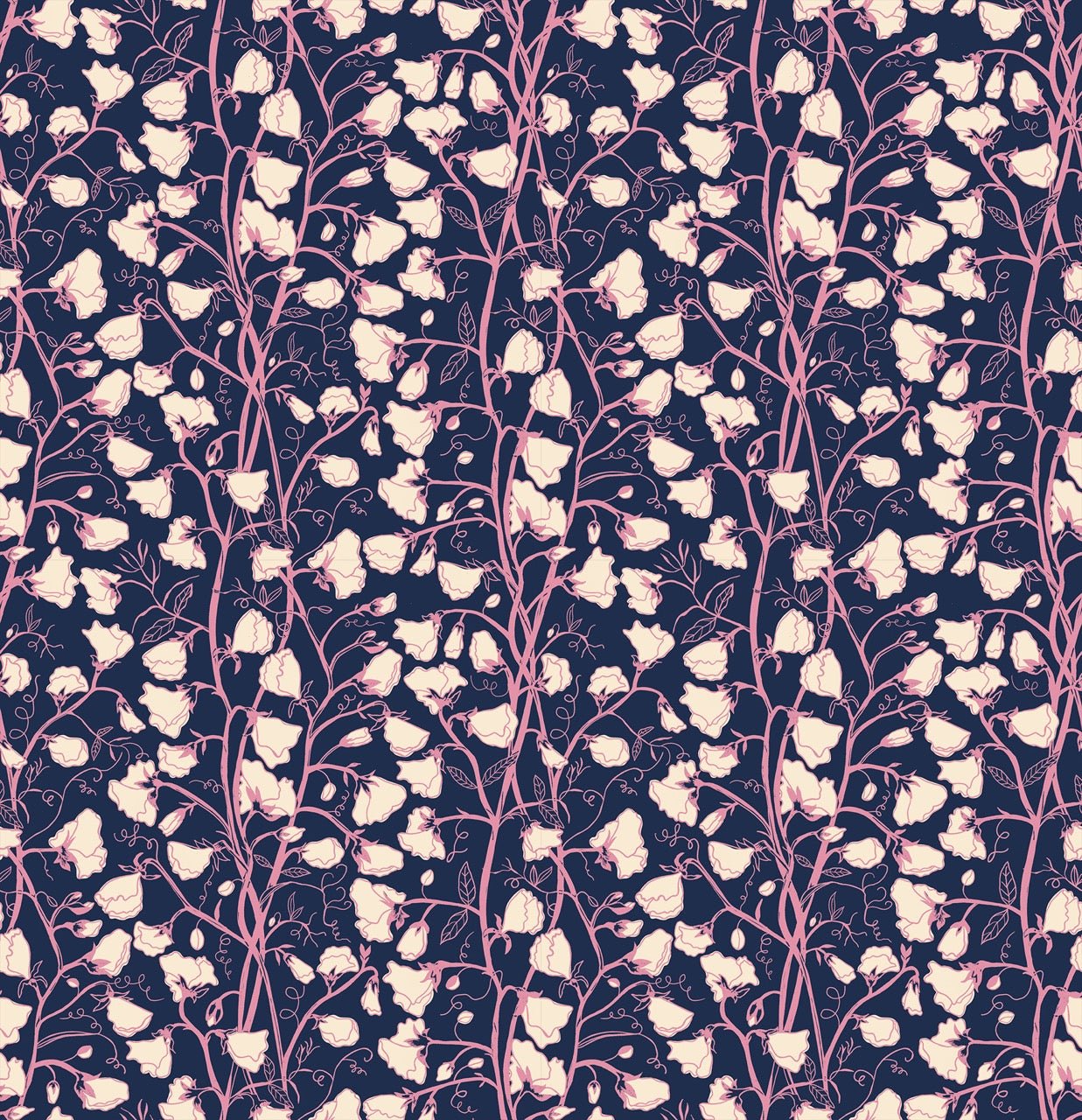 Ruby Star Society | Verbena Sweet Peas Navy - Kristin Quinn Creative - Fabric