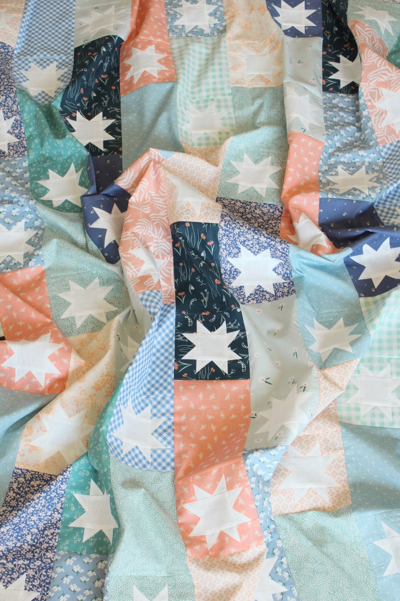 Starlets Small Throw Quilt - Kristin Quinn Creative -